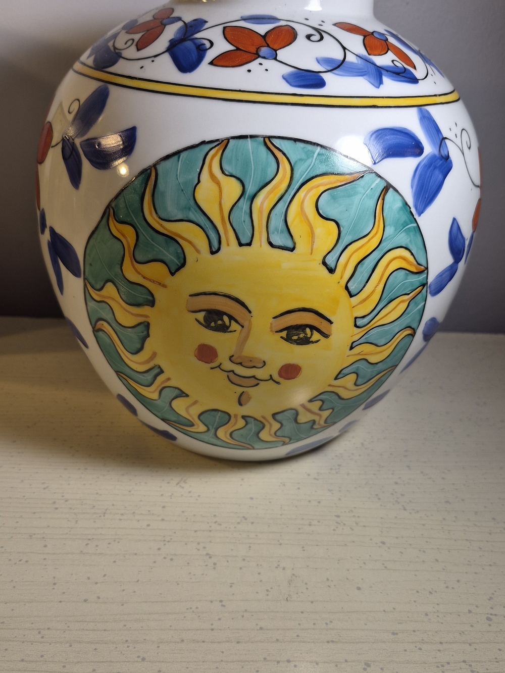 VTG Hand Painted WBI Celestrial Sunburst Vase - Picture 4 of 10